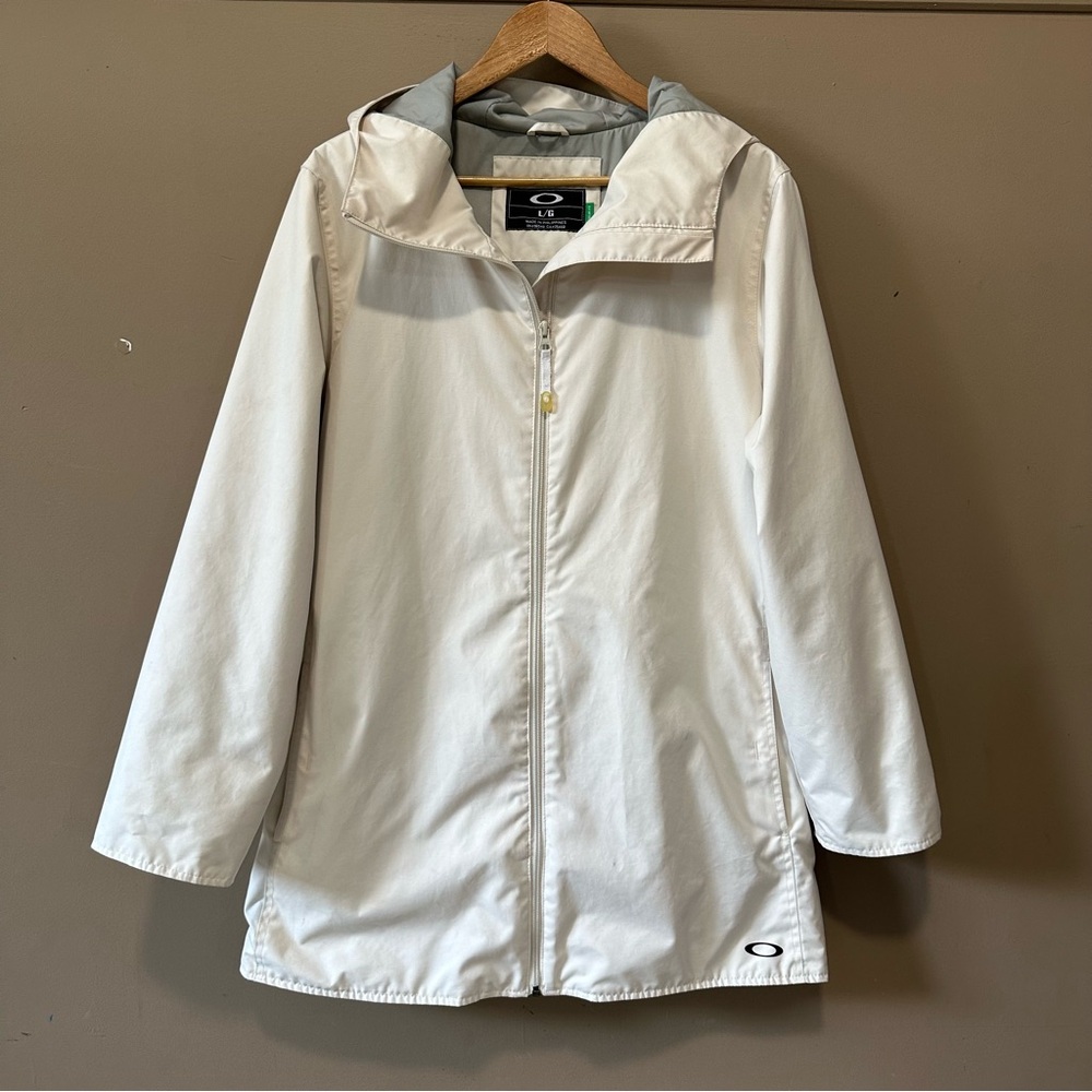 Oakley Off White/Ivory Lightweight Full Zip Up Hooded Jacket Size L women’s